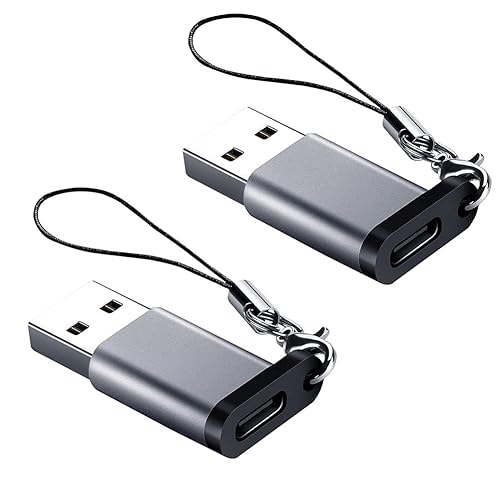 Seminer USB C Female to USB A Male Adapter (2 Pack) with Lanyard, USB Type-C to USB A 3.0 Adapter Converter Compatible with MacBook Pro, Samsung…