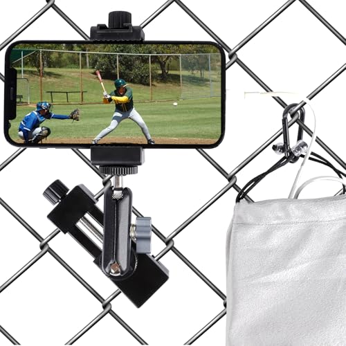 FPN Cell Phone Fence Mount for iPhone, GoPro, Insta360, and Other Action Cameras, Mevo Start for Baseball Softball Tennis Recording, Cameras Net Chain