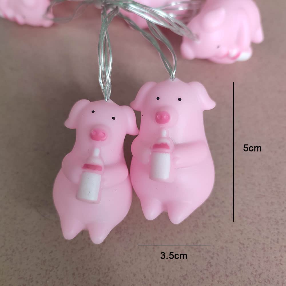 Penfly 10LEDs Decorative Animal Shape Night Mood Light Romantic Lamp for Home Indoor Bedroom Party Festival Kids Room Décor (Pig Style 1)