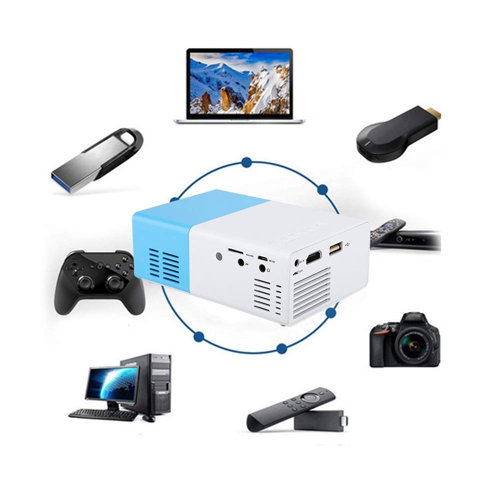 LED Projector, Mini Video 1080P HD Portable LED Projector Home Theater Movie Projector 20-80 Inch Projection 1920*1080 Resolution Video Projector