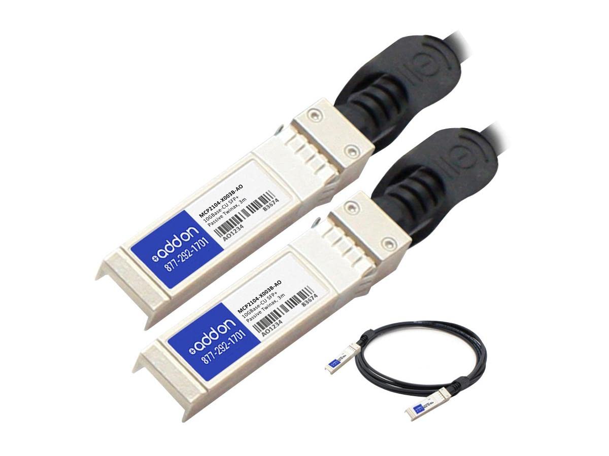AddOn Add-On Computer Products Mellanox MCP2104-X003B Compatible TAA Compliant 10GBase-CU SFP+ to SFP+ Direct Attach Cable (Passive Twinax, 3m)
