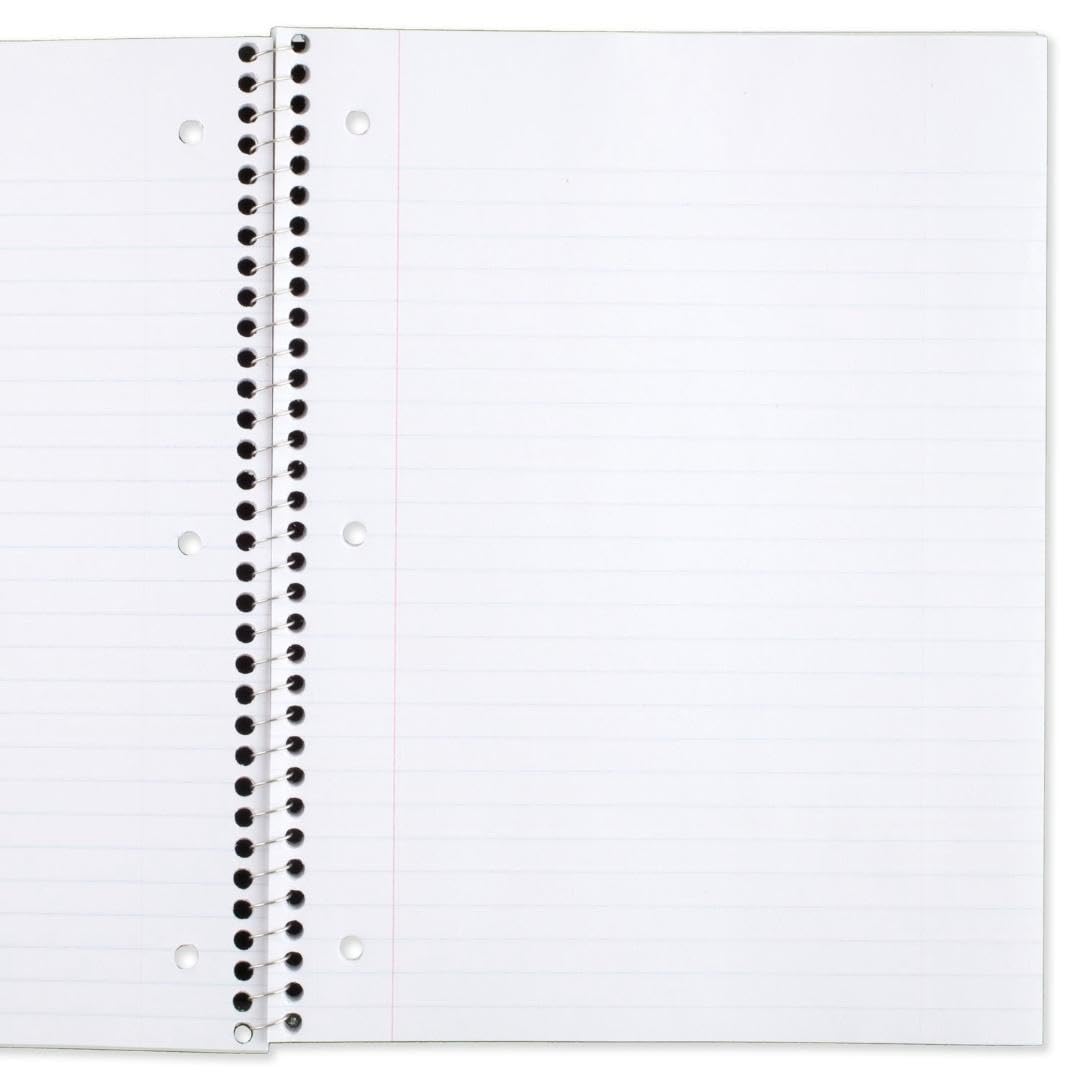 Mead Spiral Notebook, 6 Pack, 1 Subject, Wide Ruled Paper, 7-1/2" x 10-1/2", 70 Sheets per Notebook, Colors Will Vary (930201-ECM25)