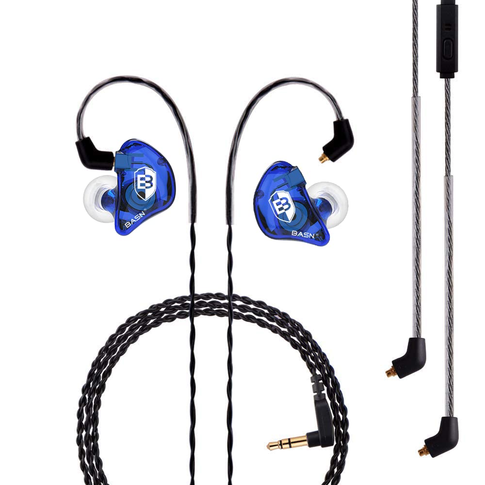 BASN in Ear Monitor Headphones for Musicians Audiophiles Drummers, Bsinger Pro Noise Isolating Earbuds with Dual Driver Dynamic Crystal Clear Sound