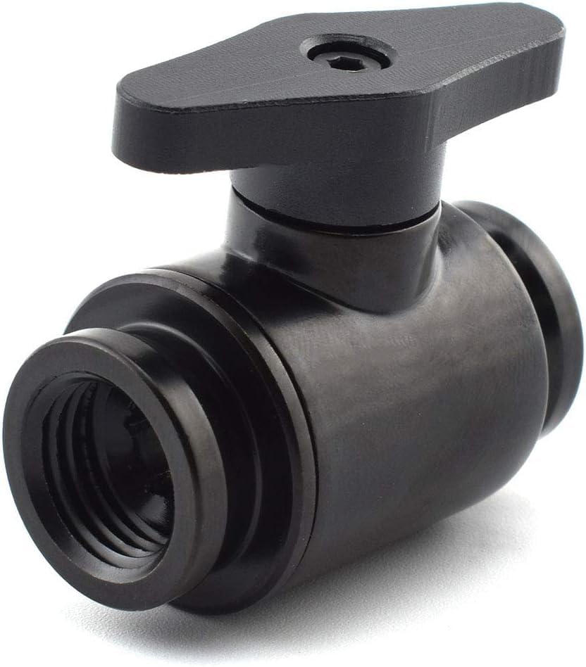 dracaena.io G1/4'' Internal Thread Water Cooling Valve, Brass Body Valve with Aluminium Handle, Pumping Fittings for PC, Shut Off Valve with Full