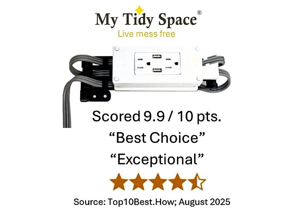 Low Profile in-Drawer Outlet (2) USB-A (2) 15 Amp Charging Station Plugs with Retractable arm