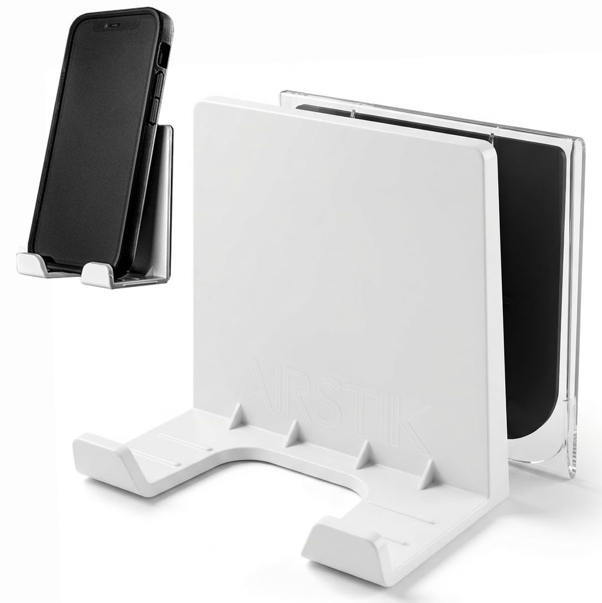AIRSTIK Cell Phone Holder for Glass Shower, Mirror & Window | Universal Micro-Suction Mount with Removable Back Plate | Reusable & Waterproof