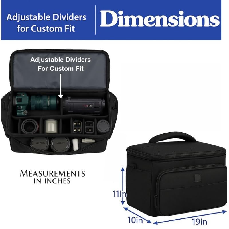eCostConnection Extra Large Soft Padded Water Resistant Camcorder Equipment Gadget Bag/Case for Canon XA10, XA20, XA25, XH-G1s, XL2 and More Cameras