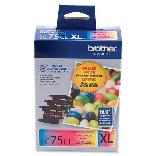Brother Ink Cartridges, 600 Page Yield, Magenta/YW/Cyan (LC753PKS)