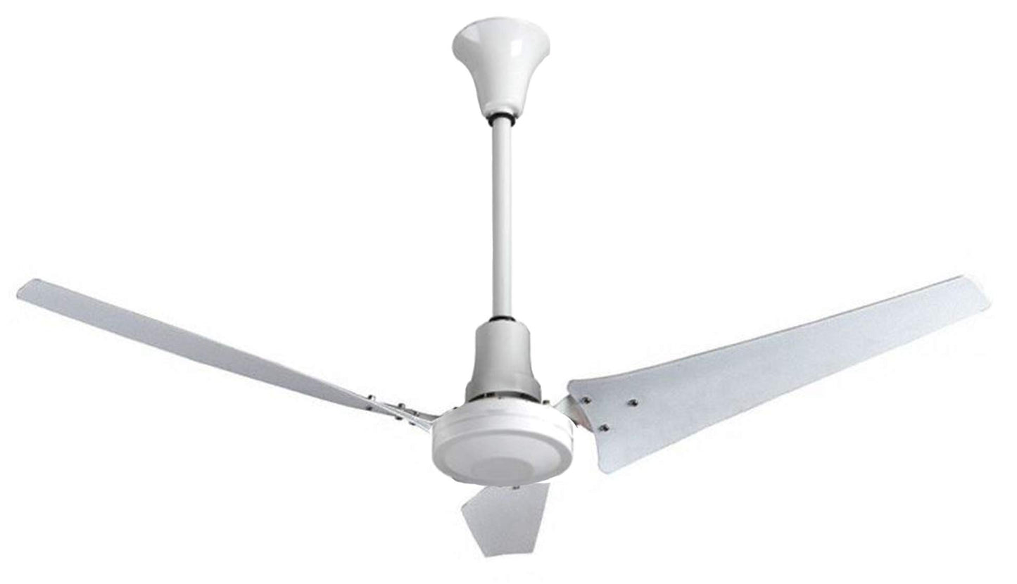 VES 60" Industrial Indoor/Outdoor Moisture Resistant AC Ceiling Fan, White, Poly Blades - AC Motor