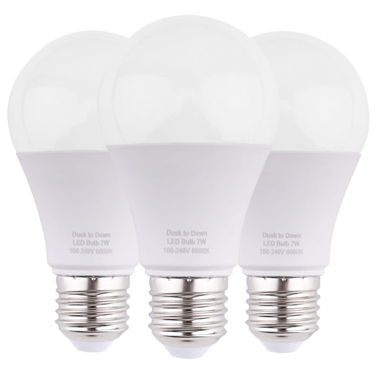 LEDBEFINE Dusk to Dawn Light Bulbs 60 Watt Equivalent, 630 Lumen Energy Efficient Daylight White 7W A19 LED Light Bulb Auto on/Off Photocell Sensor