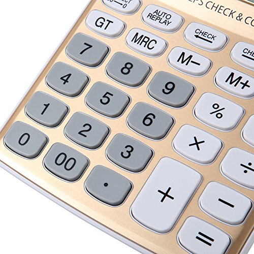 Meichoon Desktop Calculator Standard Function Solar Battery Dual Power with 12 Digit Large LCD Display Basic Calculating Machine for Office/Home