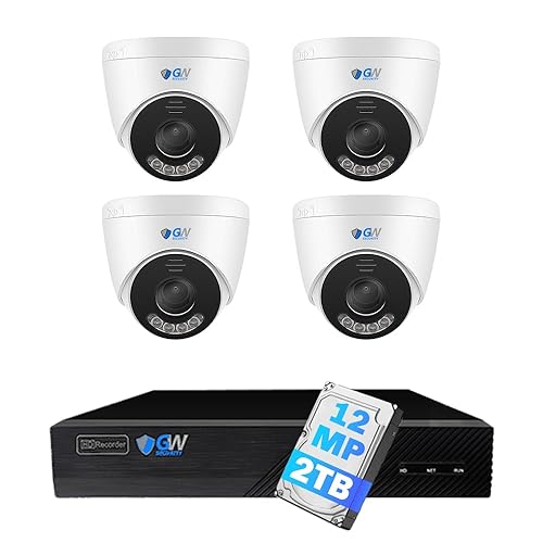 GW Security 8 Channel UltraHD 12MP 6K @ 30FPS Realtime 3X Motorized Zoom PoE Security Camera System with 4 x 12MP IP Two-Way Audio Full-Time Color