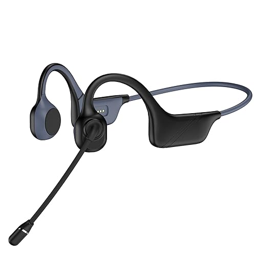 Hostena Bone Conduction Headphones with Mic-Callink, Trucker Bluetooth 5.4 Headset with Noise-Canceling Boom Microphone/Mute Function/Dual Connect…