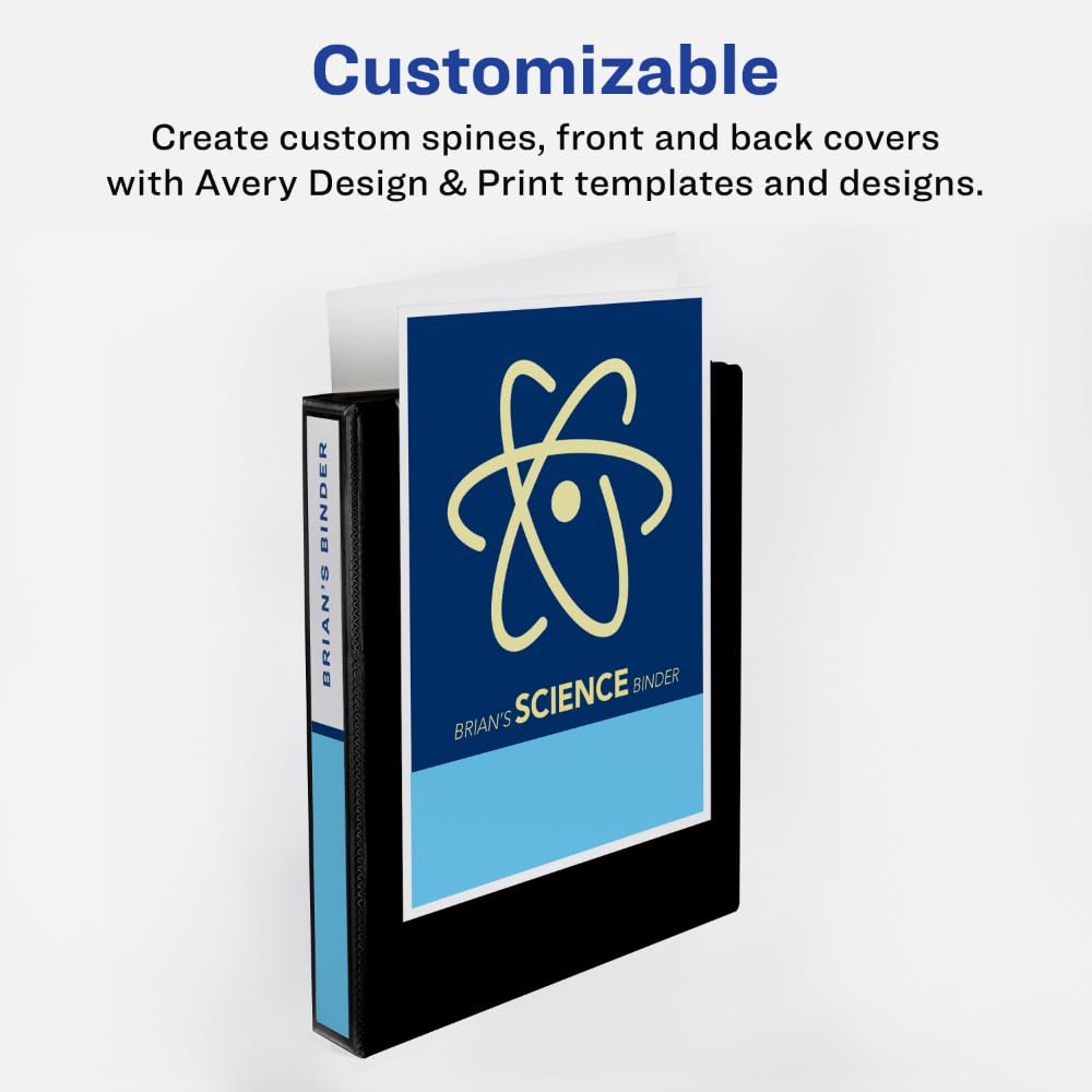 Avery Durable View 3 Ring Binder, 0.5" Slant Rings, 135-Sheet Capacity, 0.7 Inch Wide Spine, Great for Home, School Supplies, Office, or Organization