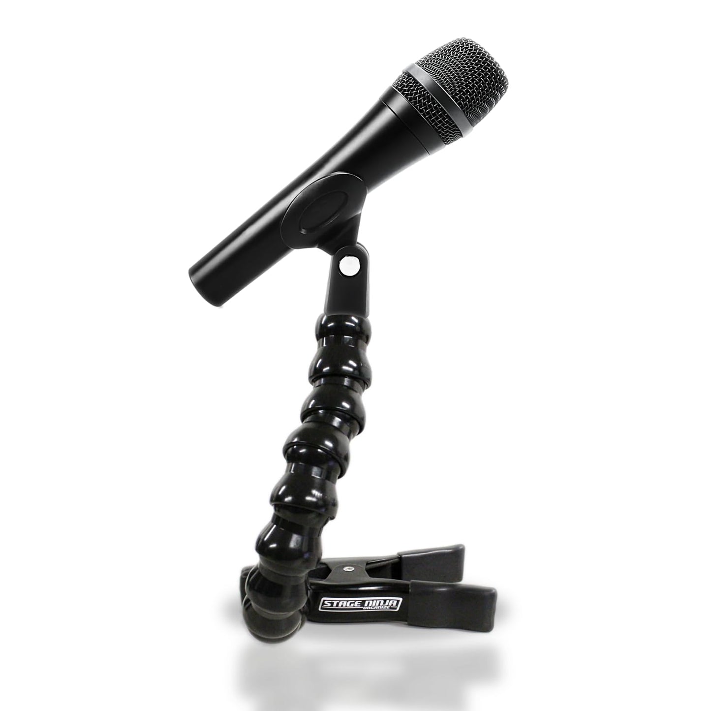 Stage Ninja® MIC-12-CB Clamp-On Pro Mount - 12" Flexible Gooseneck with Industrial Clamp for Mics, Antennas, IEM Mixers & Action Cams - For Stage