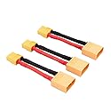 OliYin 3pcs XT90 Male to XT60 Female Connector Converter Adaptor with 12awg 1.96inch 5cm Cable(Pack of 3)