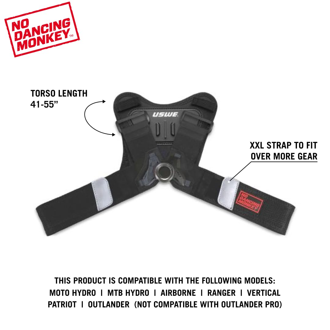USWE Action Camera Harness - Compatible with All Bounce-Free Backpacks, Keeps GoPro Cameras Steady, Front Mounted on Chest Harness (NDM 1, XXL)