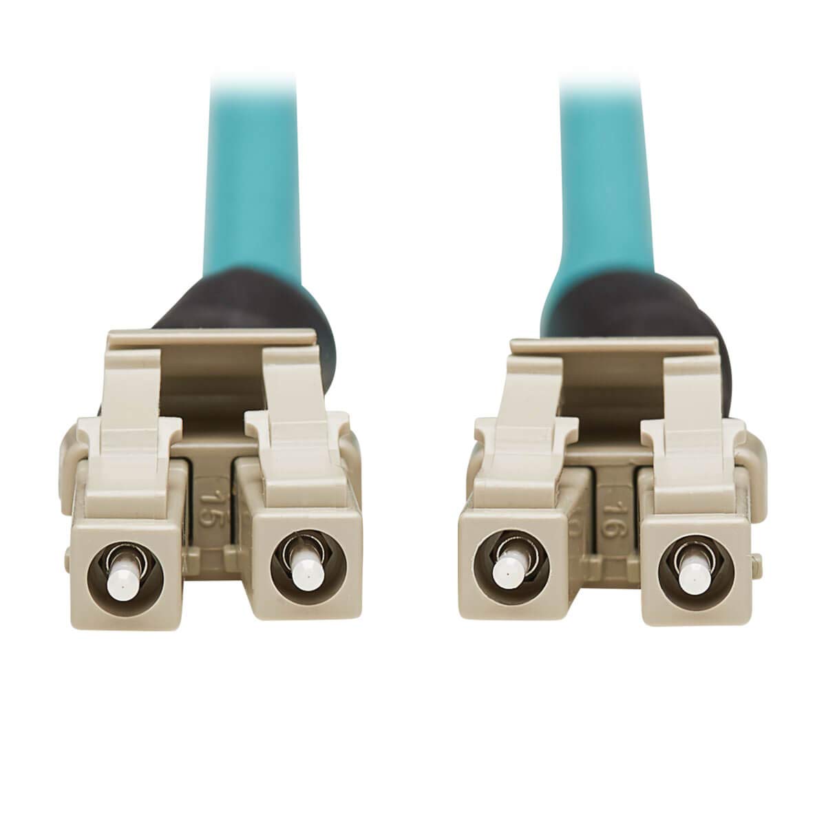 TRIPP LITE 10Gb Fiber Patch Cable, Industrial Duplex Multimode 50/125 OM3 Fiber Optic, LC to LC Fiber Cable, IP68, Aqua, 2 m (6.6 ft) (N820-02M-IND)