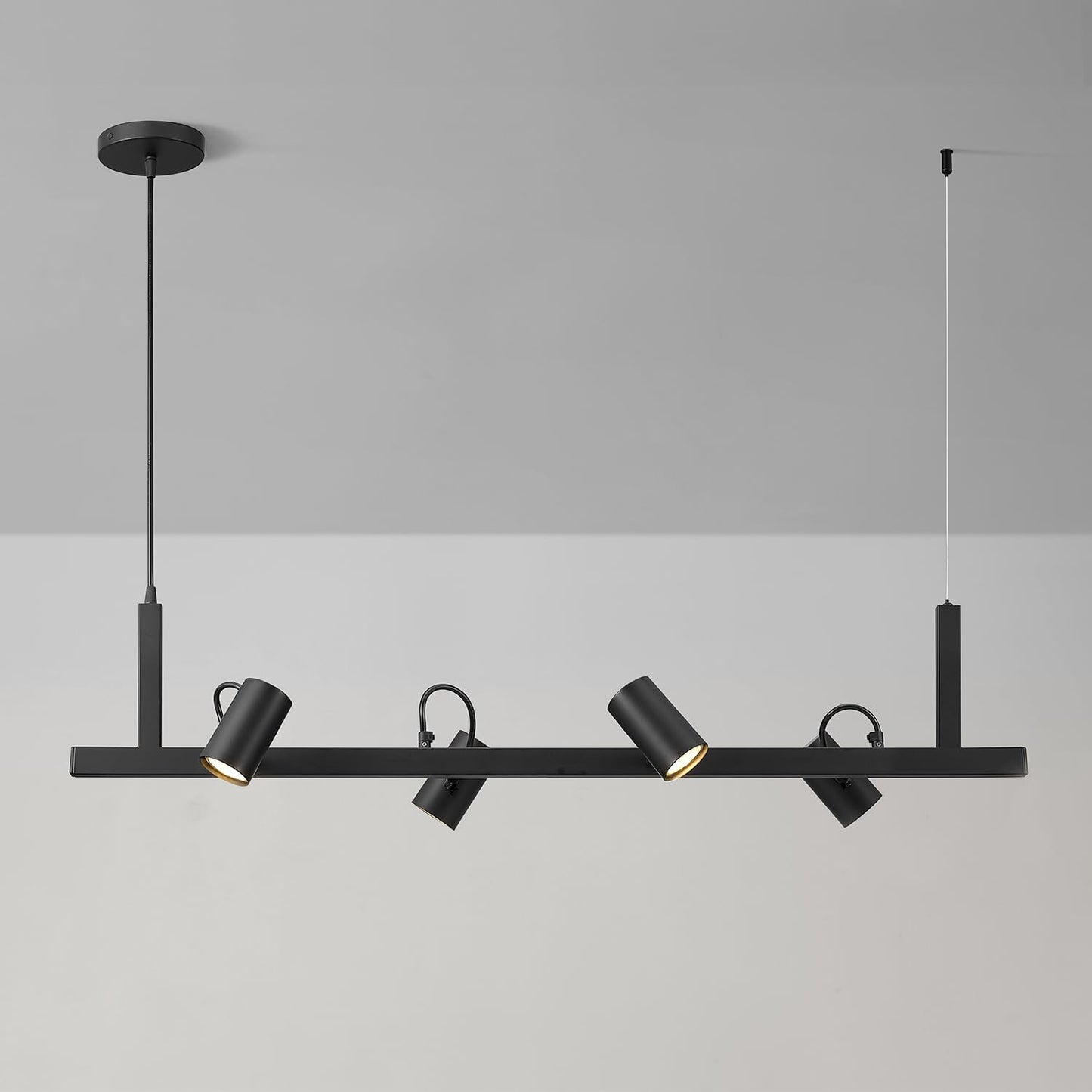 Globe Electric Suspended Track Lighting, 4-Light Adjustable Hanging Track Bar, Matte Black 40-Inch Dimmable Fixture for Modern Kitchen & Ceiling