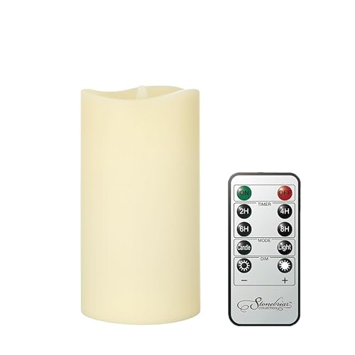 Stonebriar 6 Count Ivory Real Wax 3x6 Flameless LED Pillar Candles with Remote and Timer