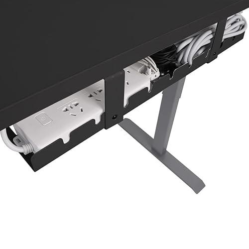 Cable Management Under Desk Tray for Home Office Desk, Metal Raceway Wires Cable Management Tray Tidy Organizer (Black)