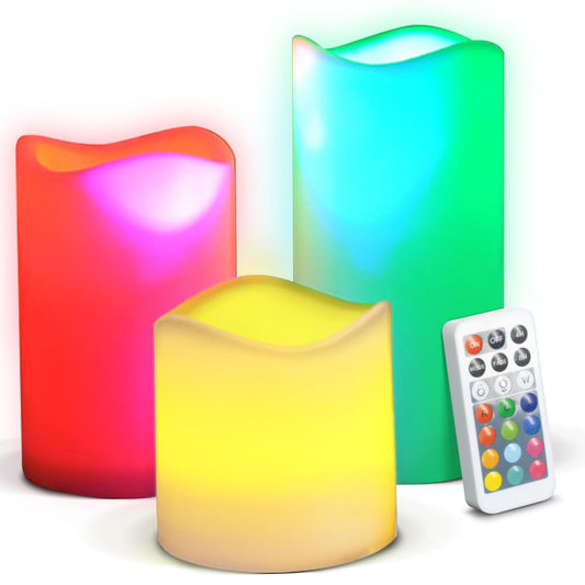 Novelty Place Flameless Candles with Remote, Real Flickering & Real Ivory Color Battery Powered LED Pillars Candle with Remote Control and Timer