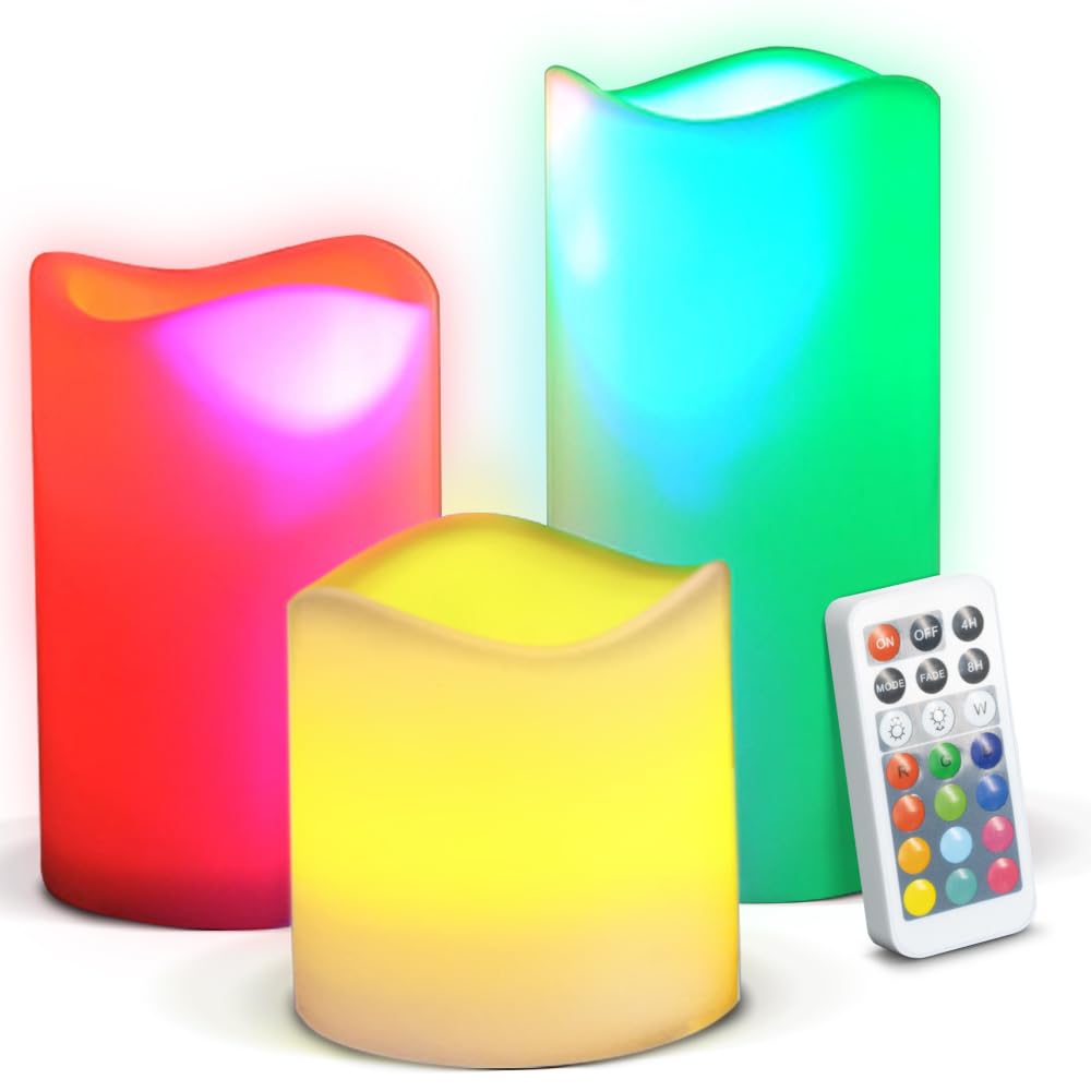 Novelty Place Flameless Candles with Remote, Real Flickering & Real Ivory Color Battery Powered LED Pillars Candle with Remote Control and Timer