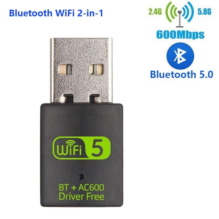 USB WiFi Adapter?600Mbps USB WiFi Bluetooth?Dual Band 5G/2.4G Wireless Network Adapter for Desktop Laptop PC?Compatible with Windows 7/8/8.1/10/11?