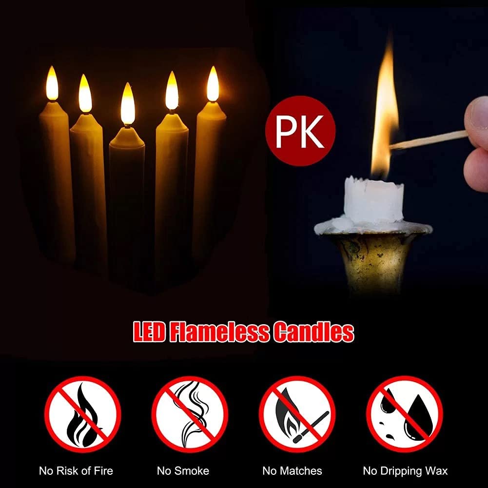 LONGSUOCHUANG Set of 24 Yellow Mini Battery Operated LED Taper Candles, Flameless Taper Candles for Wedding Decorations,Christmas, Thanksgiving