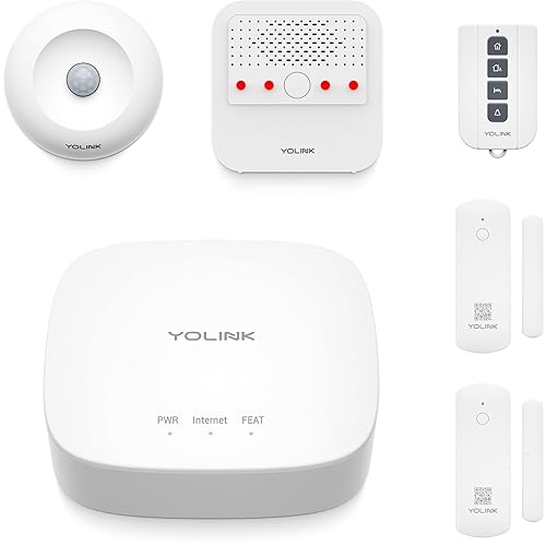 YoLink Home Security Starter Kit - Wireless Smart DIY Burglar Alarm, Intrusion Detection, LoRa, Motion, Door Sensors, Siren & Hub