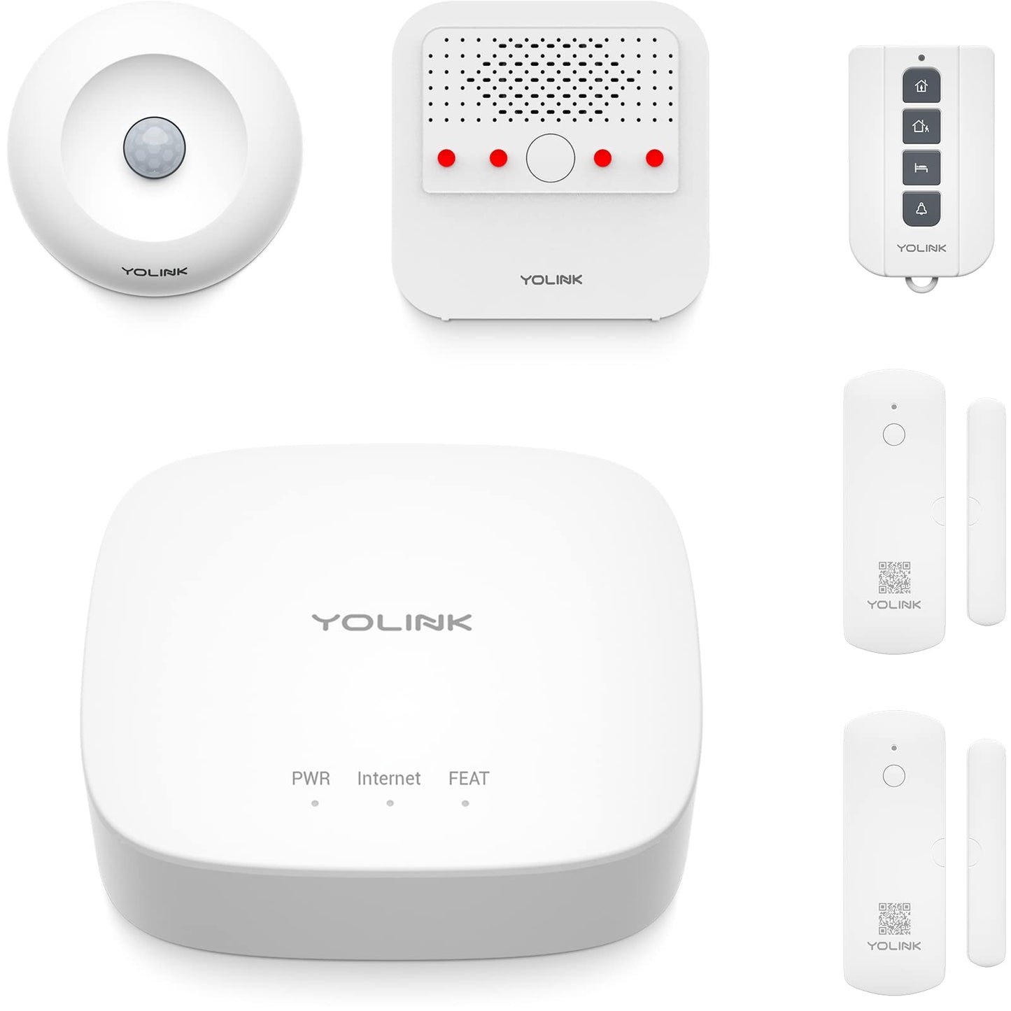 YoLink Home Security Starter Kit - Wireless Smart DIY Burglar Alarm, Intrusion Detection, LoRa, Motion, Door Sensors, Siren & Hub