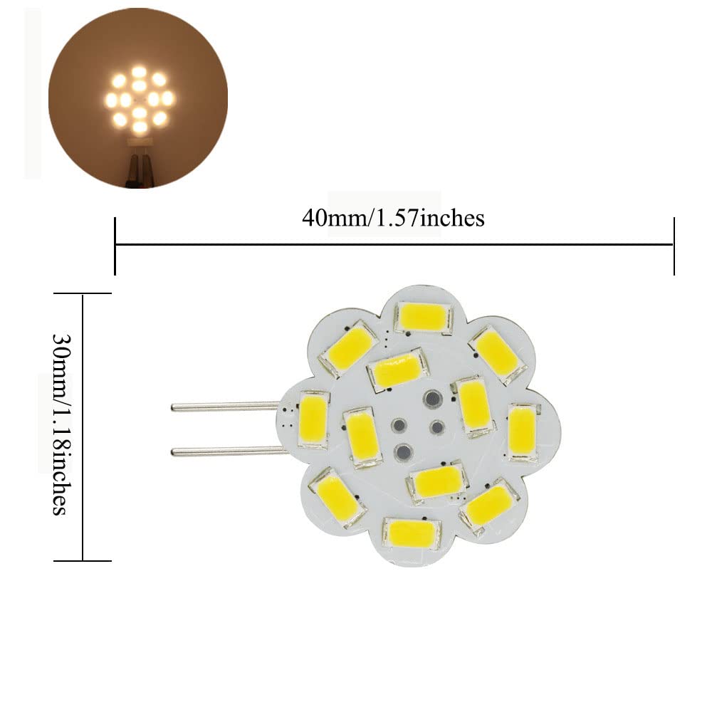 Edearkar 2W G4 LED Light Bulbs(6 Pack) LED Disc 20W Halogen Replacement Bulb,180 Degree Beam Angle,3000K Warm White,Dimmable, AC/DC 12V,G4 Bi Pin Lamp