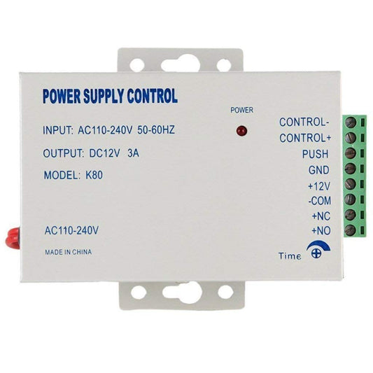 K80 12V 3A Power Supply Control for Video Door Phone System & Video Intercom Input AC 110-240V Support NO/NC Electric Door Lock and Exit Button Video