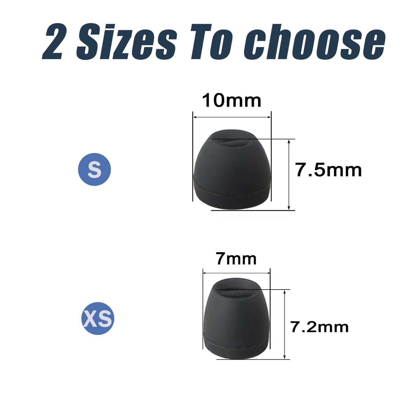 8 Pairs XS/S Extra Small Ear Tips - Fit for Small Ears, Universal Replacement Tips for Most In-Ear Earbuds, Black