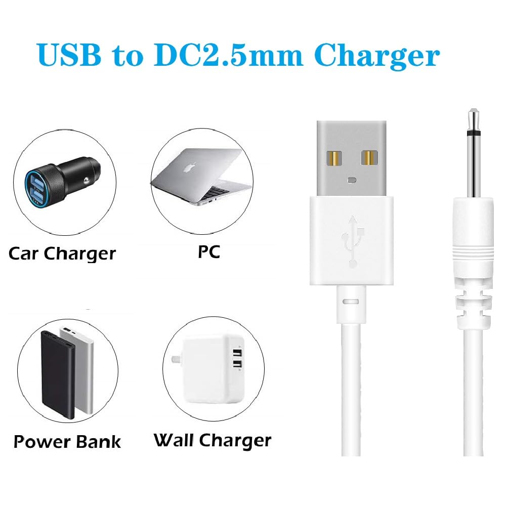 ToneFusion DC Charging Cable USB 16mm Charger Cord Replacement (White) - 3.3ft Cord Fast Charging for Rechargeable Adult Toys Vibrators