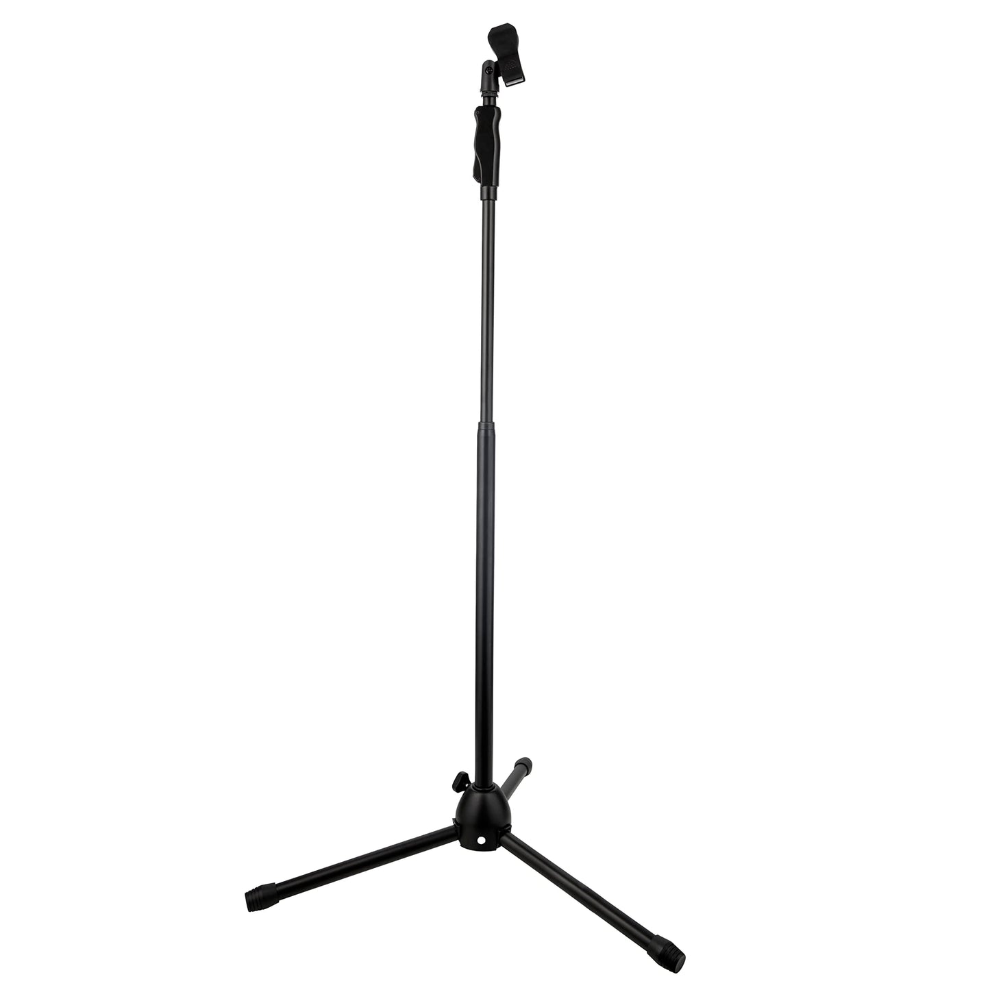 Clef Audio Labs Tripod Mic Stand, One-Handed Clutch Height Adjustment and Telescopic Boom Arm - Cable Management Clips, Universal Mic Holder Mount