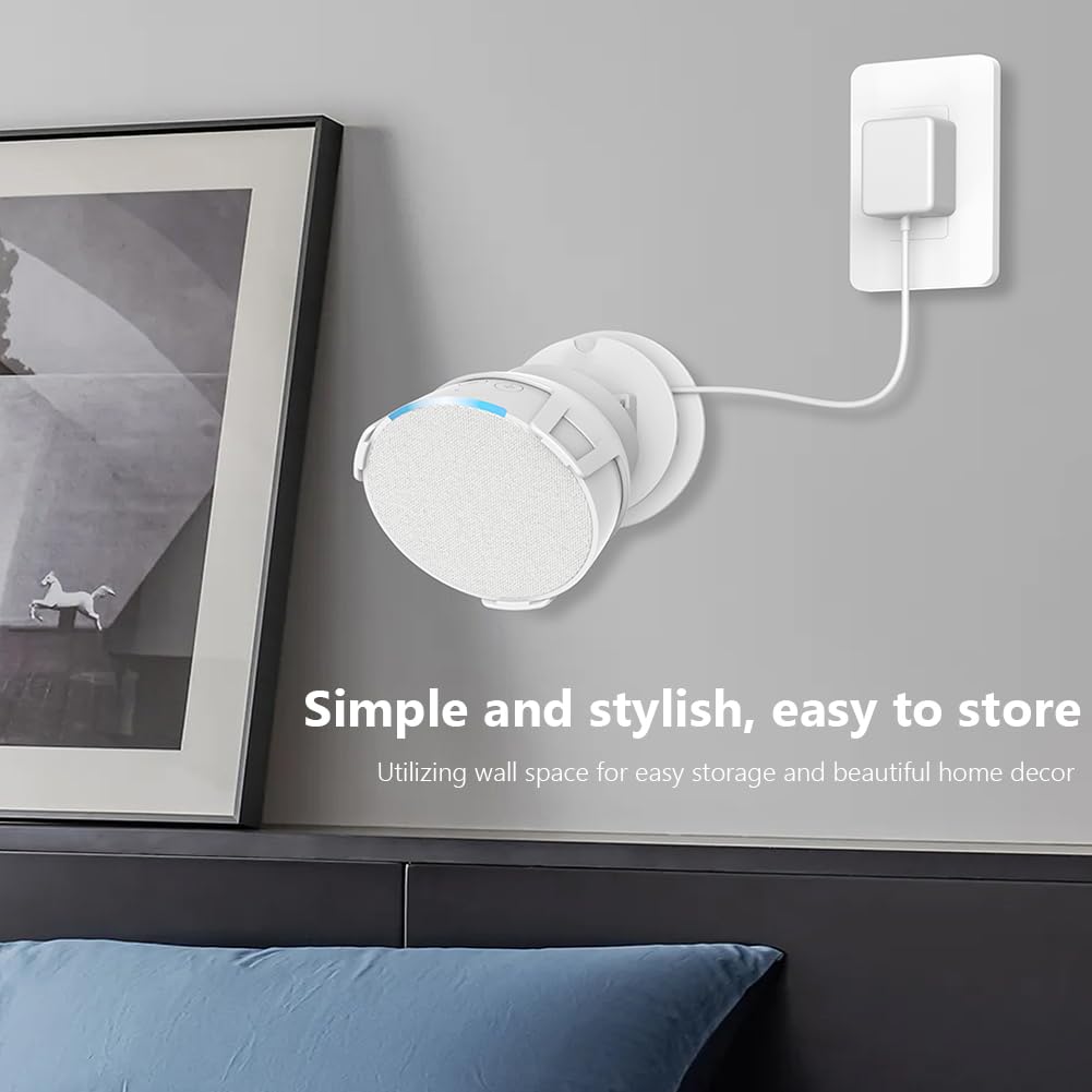 ALINUOYQ 4Pack Wall Mount Rack for Echo Pop, Stand Mount with Integrated Cable Management, Space Saving Mini Speaker Holder