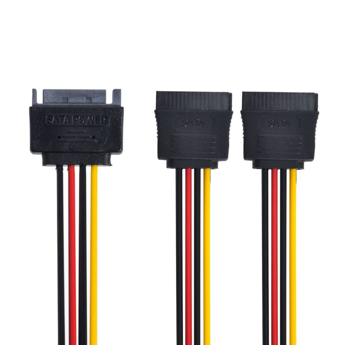 chenyang CY SATA Power Cable,SATA II Hard Disk 15Pin Male 1 to 2 Female Splitter Extension Power Cable for SSD HDD 5V 12V