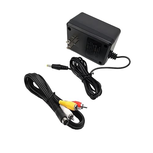 WICAREYO Power Supply AC Adapter with 5.9ft AV TV Video AV Cable Compatible for Genesis 2 & 3