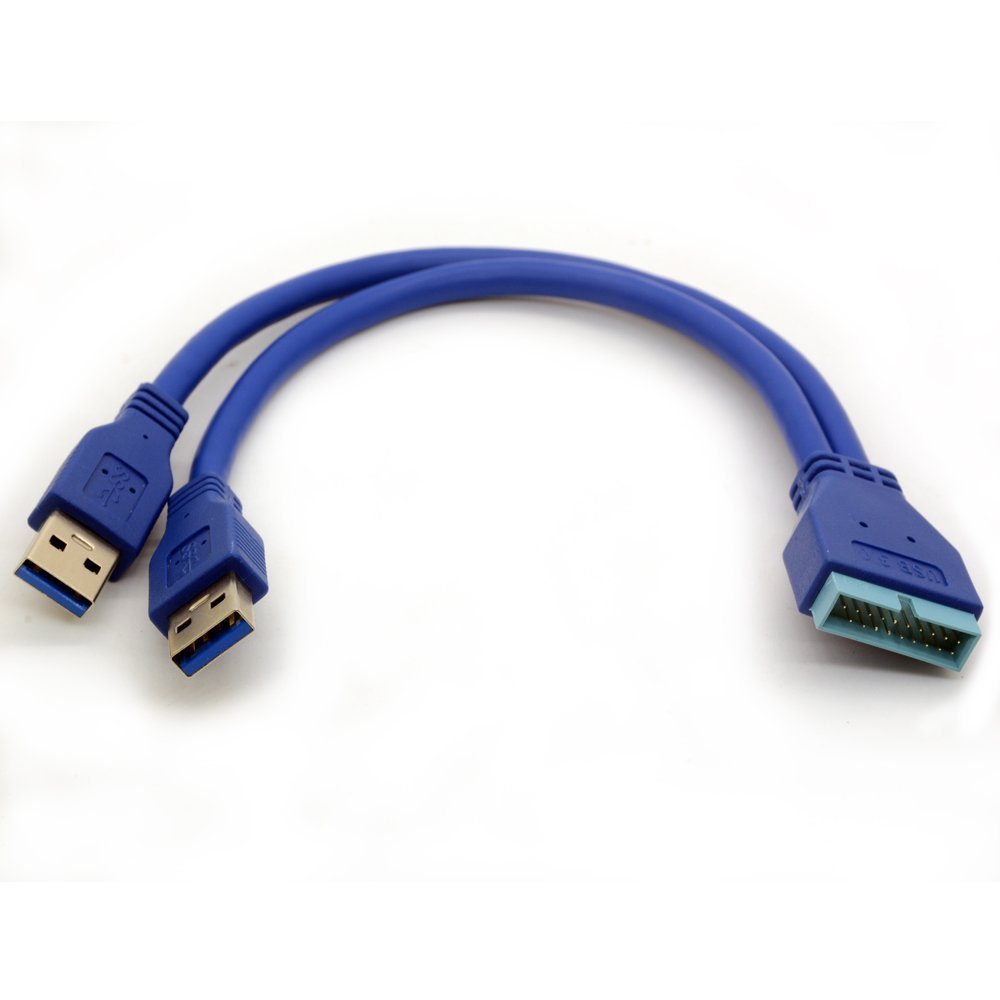 BSHTU Dual USB 3.0 Type A to 20 Pin Header Cable Super Speed 5Gbp/s Data Sygn Transmission Adapters Male Y Connectors Slot for Computer Motherboards