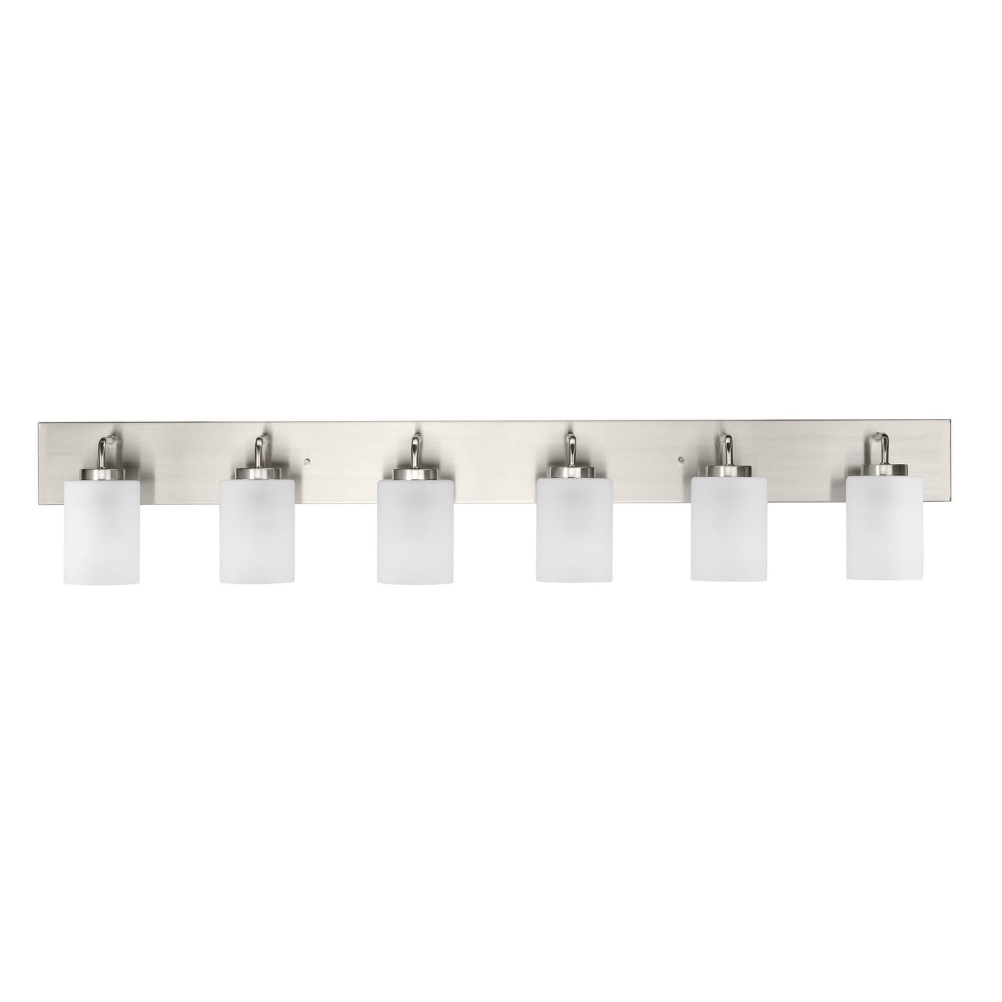 Progress Lighting Merry Collection Six-Light Bathroom Light Fixture, Brushed Nickel and Etched Glass Transitional Style Bath Vanity Wall Light, 48" L