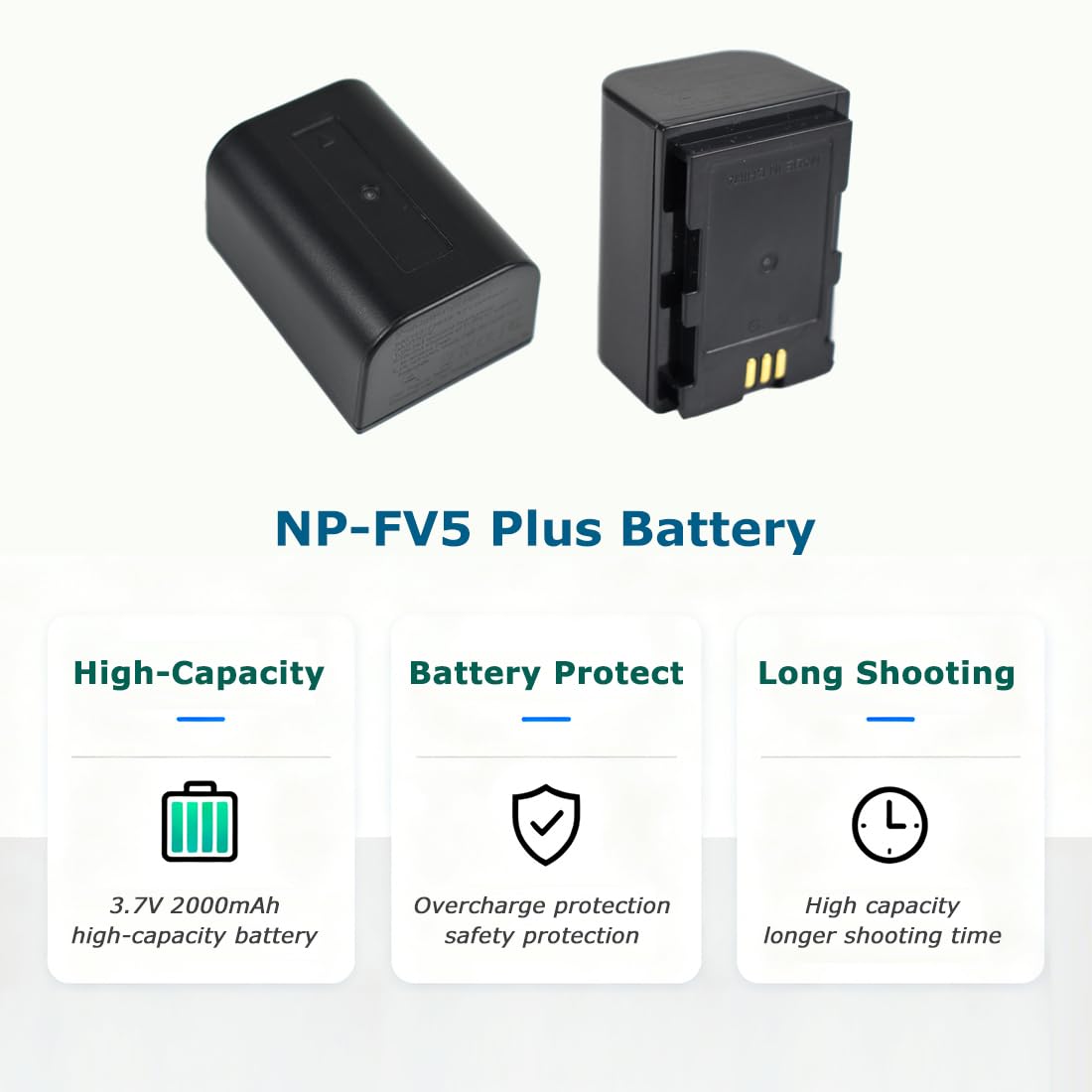 KOQINVIZ NP-FV5 Plus Battery Charger + Rechargeable Lithium Battery - Video Camera Camcorder Battery for CAS. NP-FV5 Plus 3.7V 2000mAh with Travel