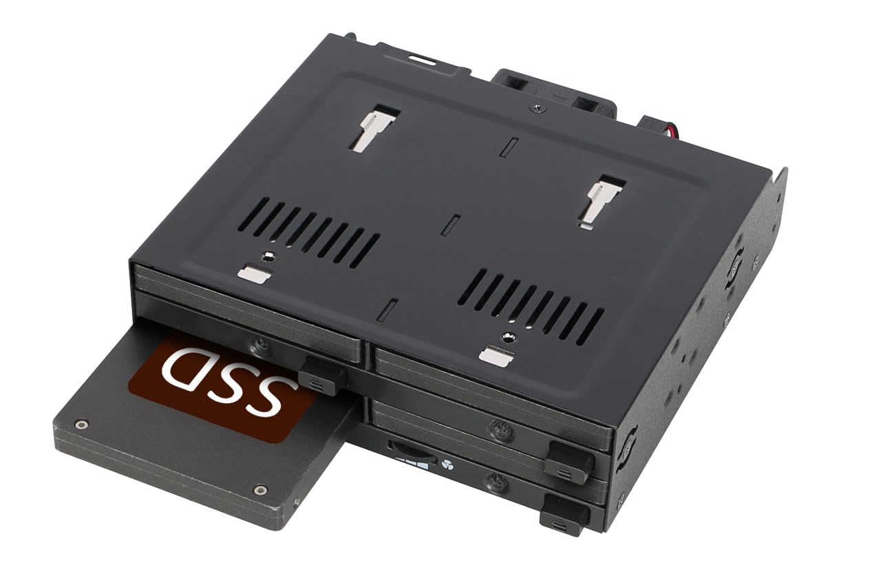 ICY DOCK 4 Bay 2.5" SATA/SAS SSD/HDD Hot-Swap Docking Enclosure for 5.25" Bay - flexiDOCK MB014SP-B R1