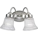Progress Lighting 2-Light Clear Prismatic Glass Traditional Bath Vanity Light, Fluted Glass Collection, Indoor, P3288-09, Brushed Nickel