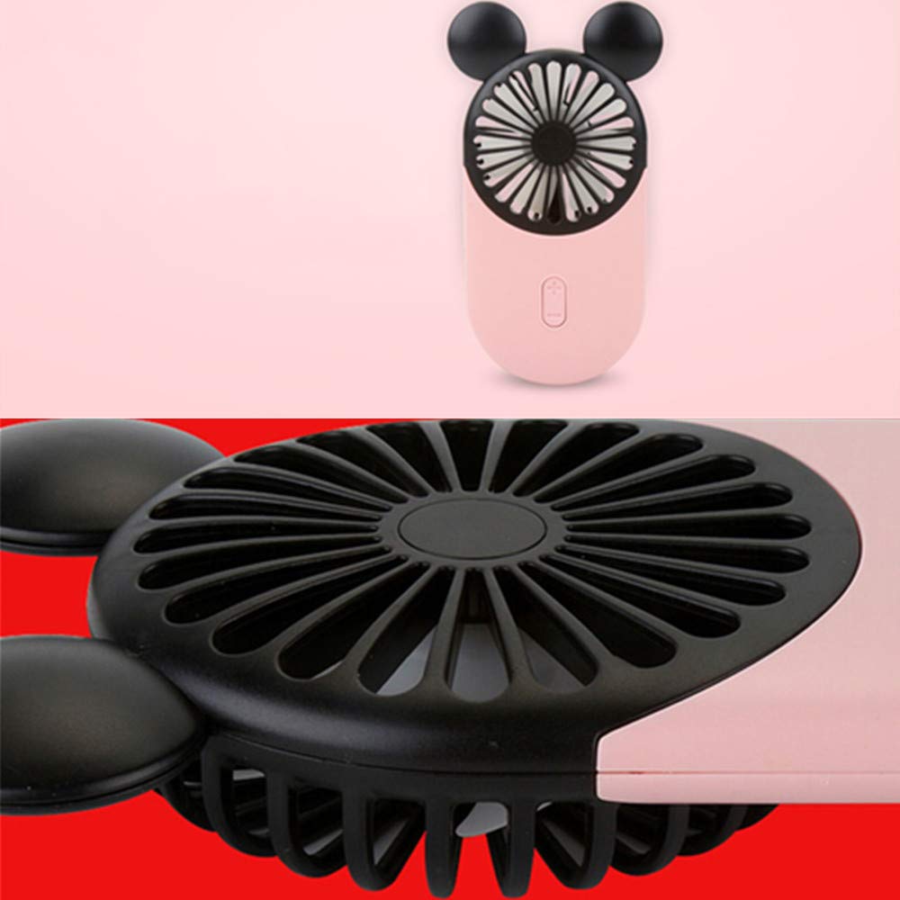 DECVO Cute Personal Mini Fan, Handheld & Portable USB Rechargeable Fan with Beautiful LED Light, 3 Adjustable Speeds, Portable Holder, for Indoor Or