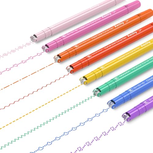 AECHY Dual Tip Curve Highlighter Pens, 8 Patterns, 8 Colors, 8 Pack Markers