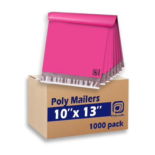 POLYSELLS 1000 pcs 10x13 Inches Pink Poly Mailers Shipping Envelopes, Strong Adhesive Sealing, Waterproof, and Tear-resistant Postal Mailing Bags