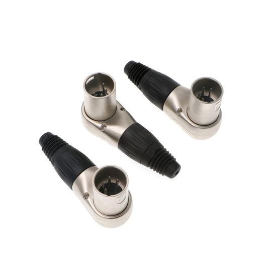 Uonecn XLR 4 pin Male Connector for ARRI Monitor DSLR Rig 3 pcs Right Angle 90 Degree XLR 4 pin Male
