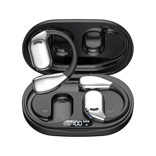 Open Ear Headphones Wireless Bluetooth 5.49, 60hrs Play 8D Sound Earphone Sport Earbuds with LED Display Over-Ear Buds with Earhooks Built-in Mic…