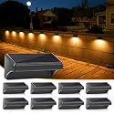 Aulanto Solar Fence Lights 8 Pack-Plus,100 Lumen Big Outdoor Solar Light IP65 Waterproof, Warm White and 10 RGB Modes,Fence Lights Otdoor Solar